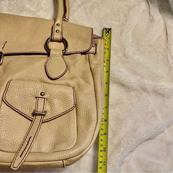 Vera Pelle Vintage Shoulder Bag Pebbled Leather Cream Taupe Made Italy Firenze - Picture 15 of 16
